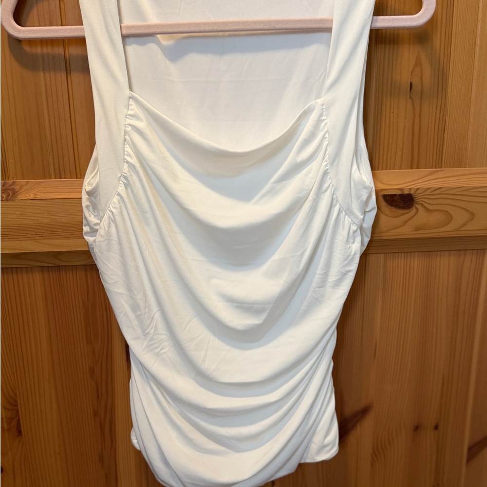 White ruched sleeveless top